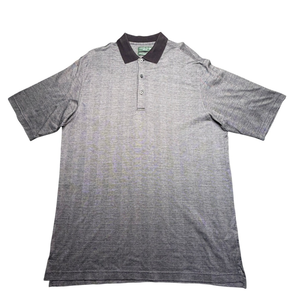 Nicklaus Golf Polo Shirt Mens XL Gray Herringbone Double Mercerized Cotton Short - Picture 3 of 7